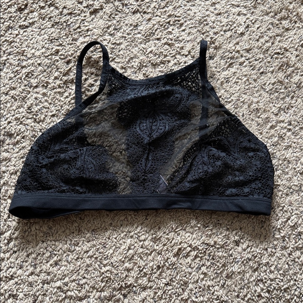 Victoria's Secret Black Lace High-Neck Bralette